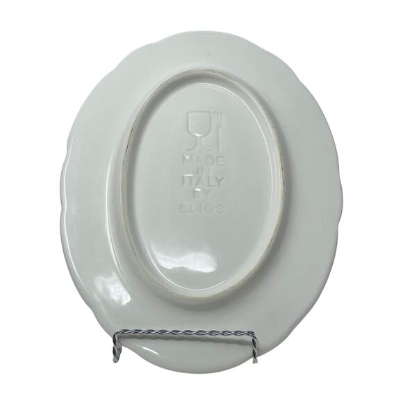 Elios Ceramiche ECM3 White Embossed Oval Plate 10×7.5″ Italy Discontinued EUC - Picture 3 of 7